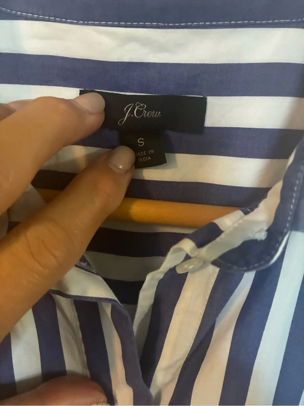J. Crew Blue and White Vertical Stripe Short-Sleeve Button Shirt